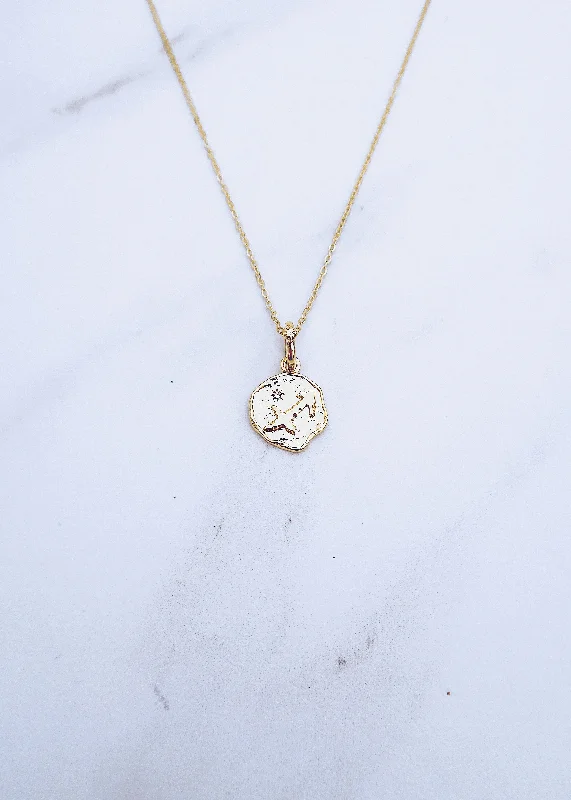 personalized initial necklace for gifts-Sagittarius Coin Necklace