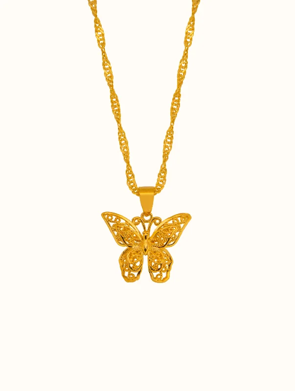 handmade crystal necklace for women-18K Gold Filled Sophie Gold Butterfly Necklace