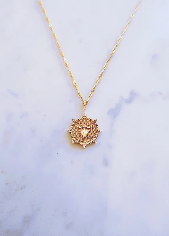 custom engraved pendant necklace-Taurus Medallion Necklace