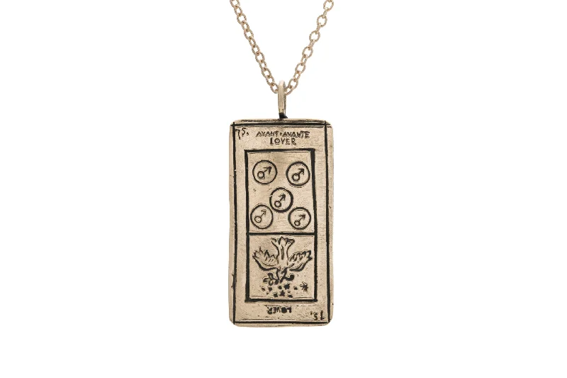 simple pearl necklace for brides-The Lovers Tarot Card Necklace