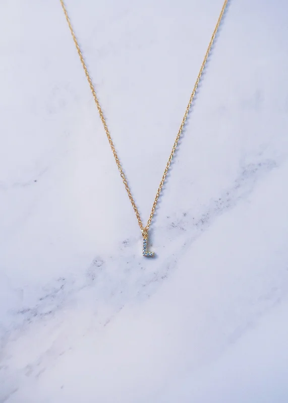 trendy chain necklace for men-Tiny Crystal Initial Necklace