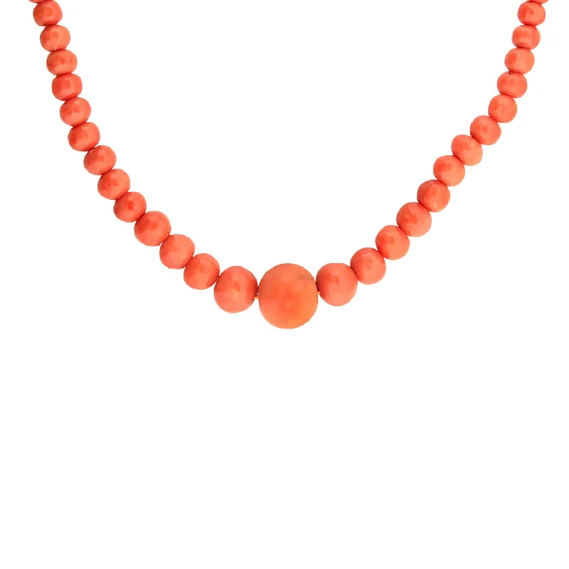 elegant diamond choker necklace for parties-Victorian 9k Graduated Coral Bead Necklace