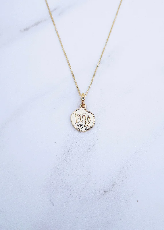 pearl and gold statement necklace-Virgo Coin Necklace