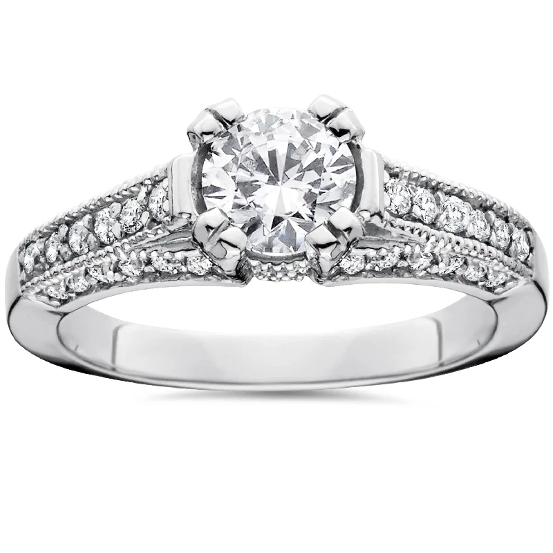 best rings for wedding proposals with diamonds-1 1/3Ct Tdw Lab Grown Diamond (1Ct Center) Engagement Ring 14K White Gold Size Selectable