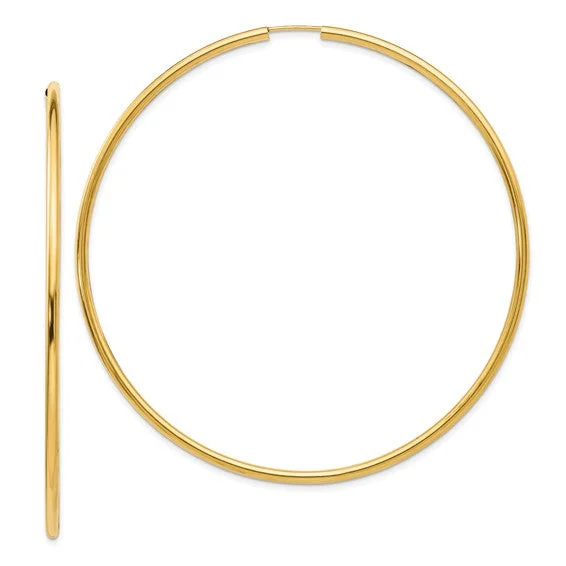 gold thread drop earrings for delicate beauty -14K Endless 69 mm Wide 2 mm thick Hoop Earrings