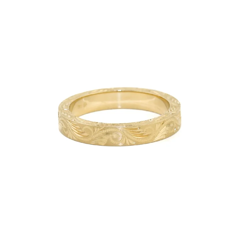 men’s fashion rings with gemstones-14K Italian Gold x Engraved Filigree Band