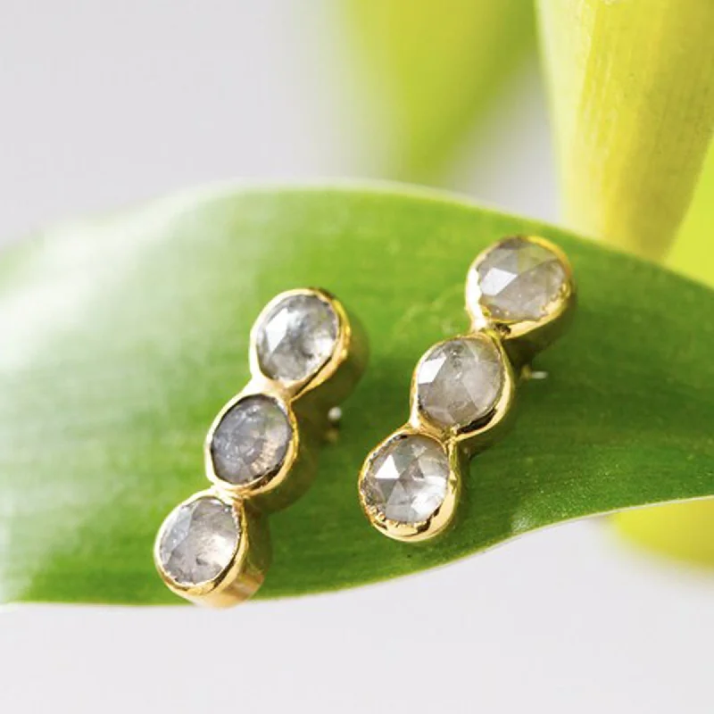 gold leaf earrings for nature-inspired beauty -3 Diamond Earrings Perfect Gift For Your Daughter