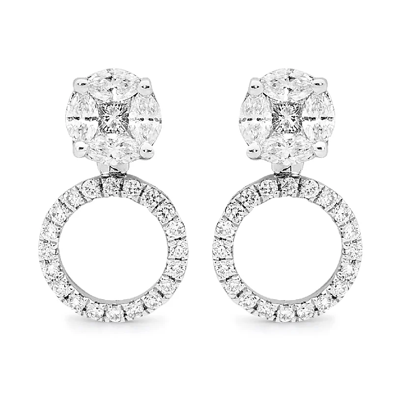 chic crystal earrings for a sparkling effect -3 in 1 diamond mosaic stud earrings - Large