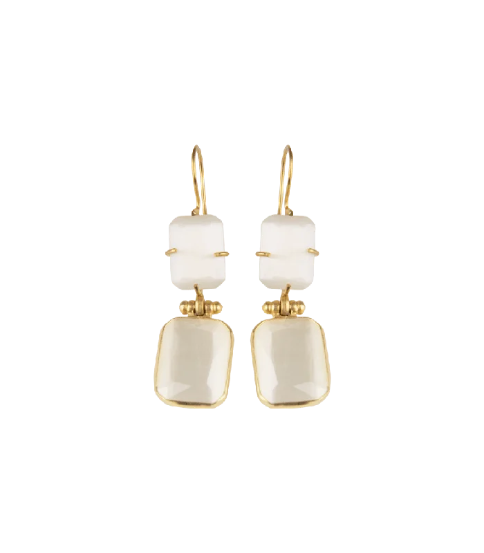 luxurious opal earrings for an elegant glow -Albane Earrings Double Cat Eyes Cristal Tinted Swarovski Gold Plated