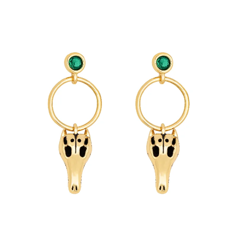 luxurious gemstone earrings for a polished look -Alligator Skull Earrings