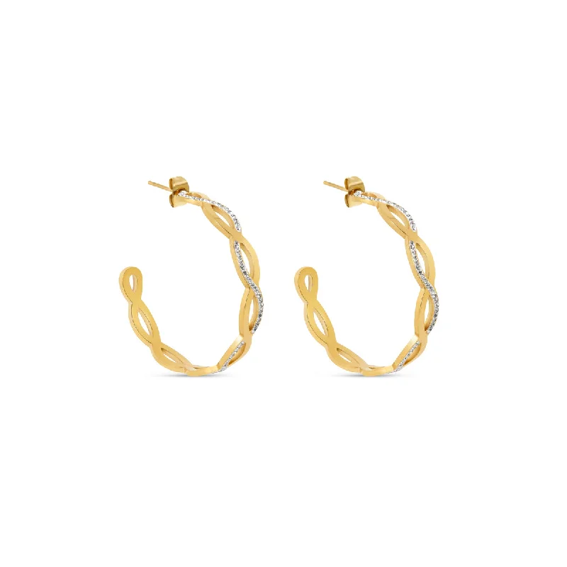 bold gold drop earrings for luxurious appeal -Amelia Interlace Hoop Earrings - Gold