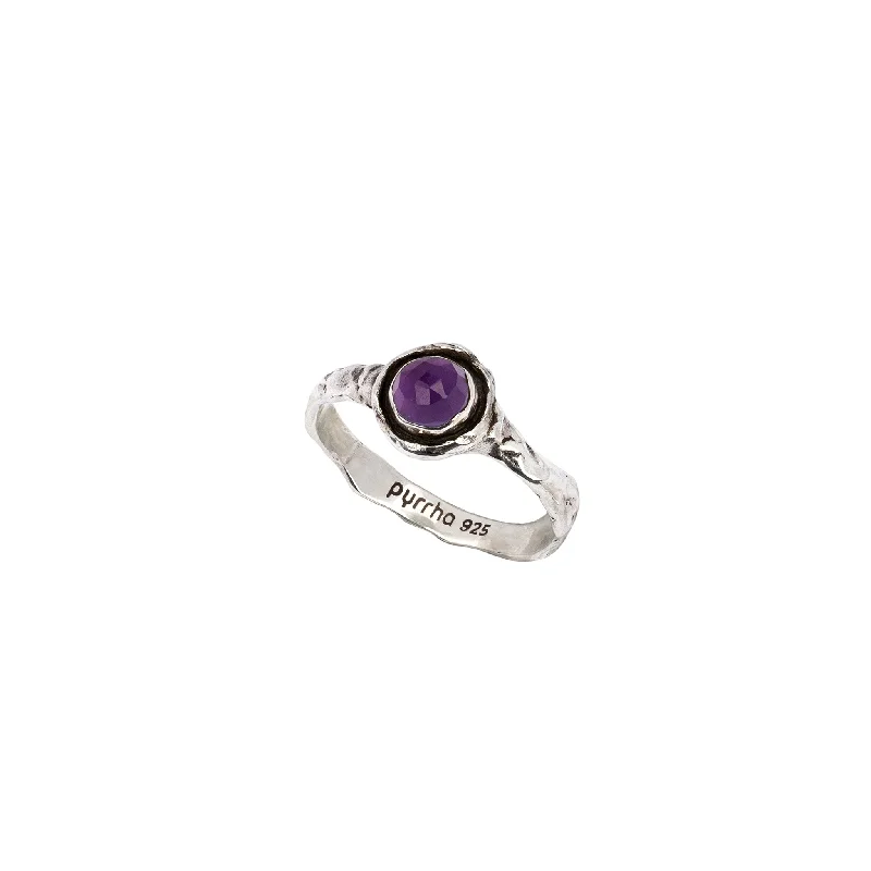 vintage gold engagement rings-Amethyst Small Faceted Stone Talisman Ring