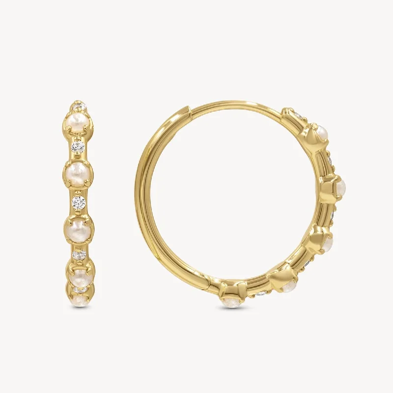 playful geometric earrings for unique style -Array of Pearls Diamond Hoops