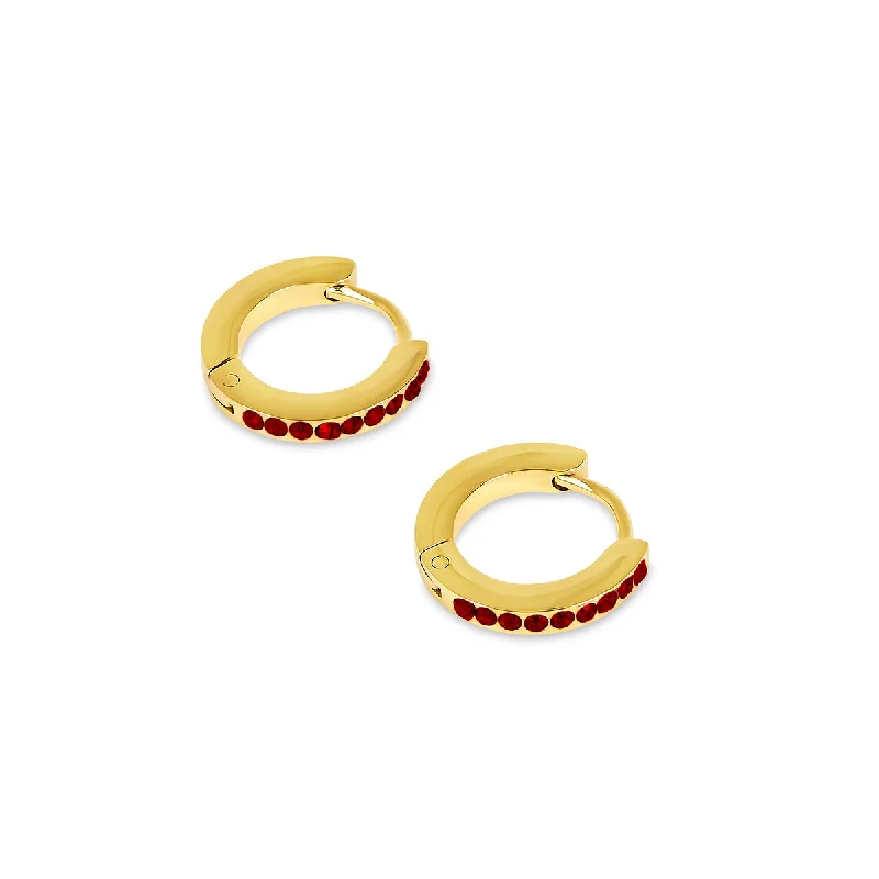 shimmering crystal hoop earrings for evening wear -Birthstone Huggie Hoop Earrings - Gold (Select Your Birthstone!)