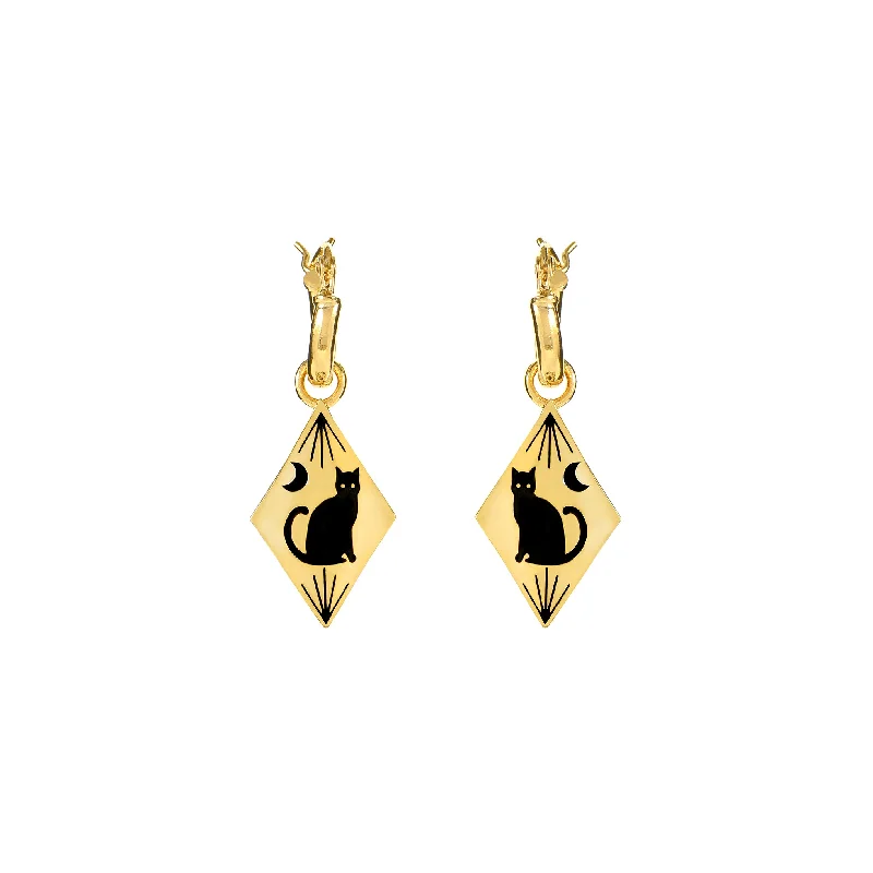 elegant drop earrings for evening events -Black Cat Earrings