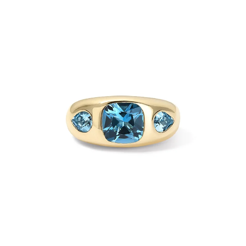 blue sapphire engagement rings-Blue Topaz Trio Ring