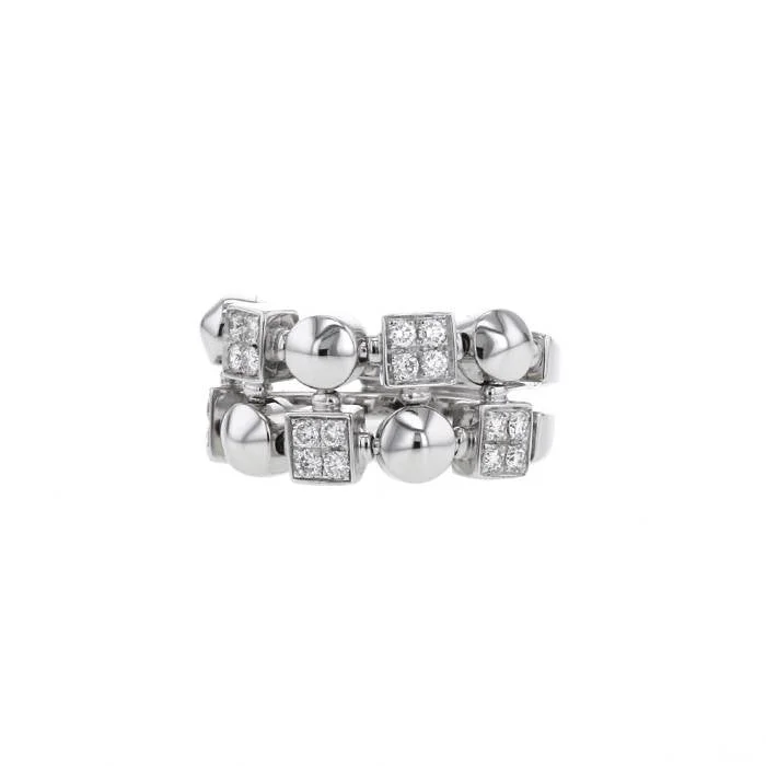 two-tone wedding rings with diamonds-Bulgari Lucéa ring in white gold and diamonds