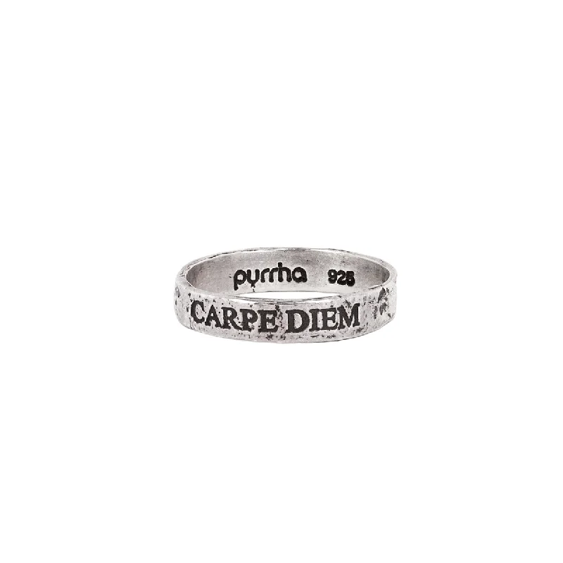 best engagement rings with diamonds for men-Seize The Day Latin Motto Band Ring