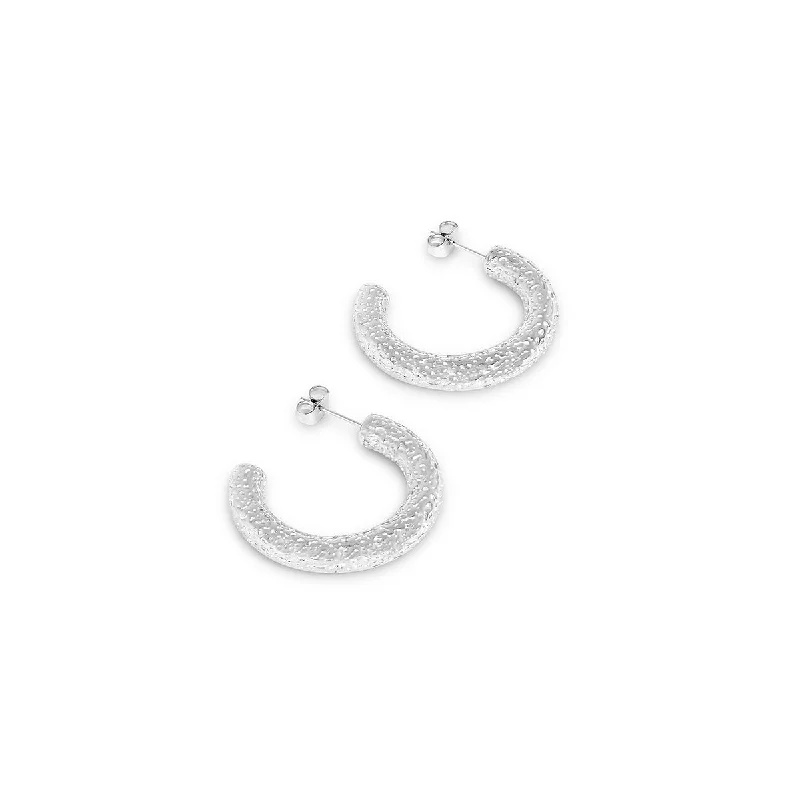 radiant zirconia earrings for extra sparkle -Rosa Hoop Earrings - Silver