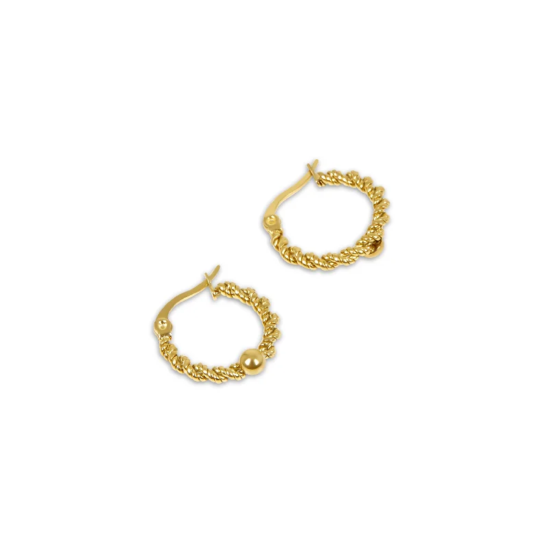 luxe gold earrings for an elevated finish -Twisted Rope Hoop Earrings - Gold