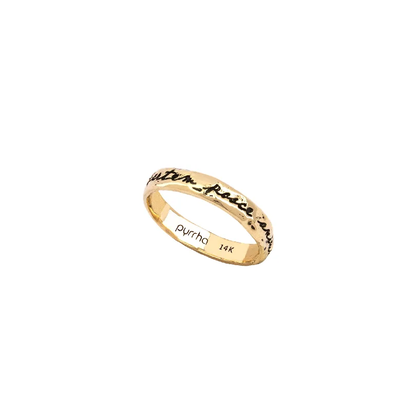 wedding bands with sapphire stones for men-Courage To Challenge Life 14K Gold Poesy Ring