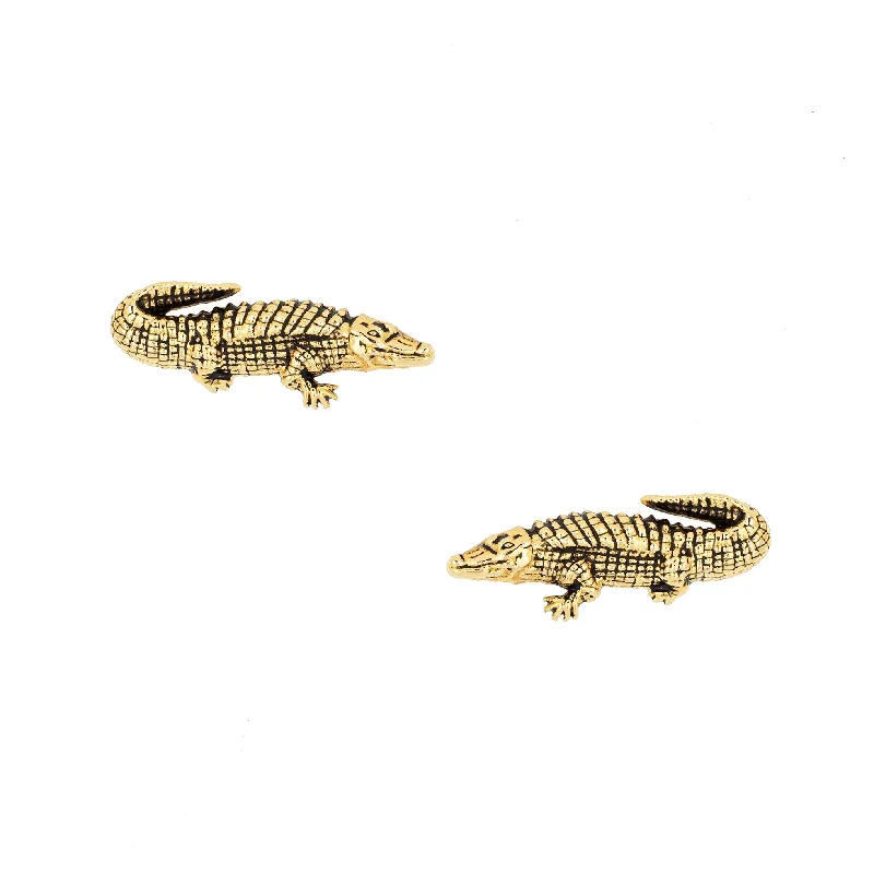 colorful crystal earrings for vibrant fashion -Crocodile Studs