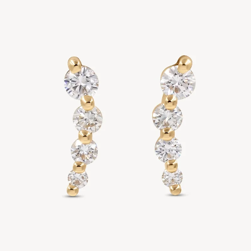 vintage-inspired earrings for retro glamour -Curved Diamond Studs