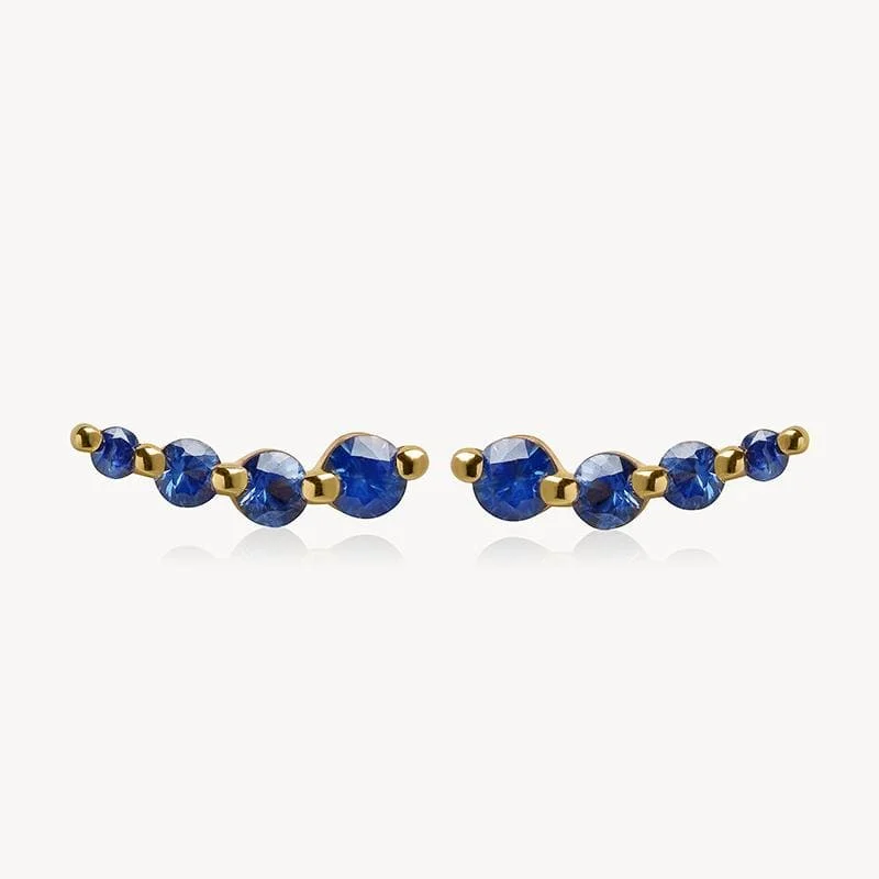 chic tassel earrings for festive outfits -Curved Sapphire Studs