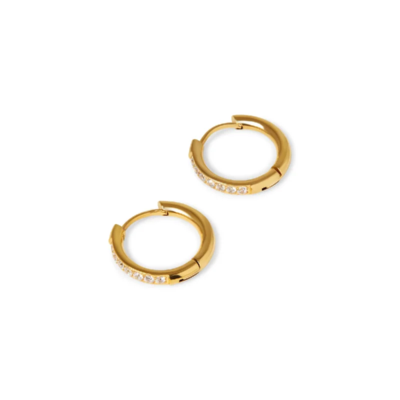 delicate diamond earrings for refined elegance -Arielle Stone Hoop Earrings - Gold