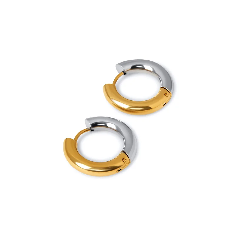 custom-made earrings for personalized jewelry -Contrast Hoop Earrings - Gold/Silver