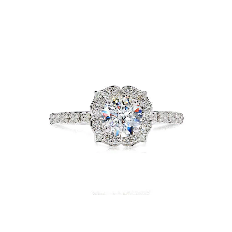 engagement rings for him with sapphires-Flora Engagement Ring