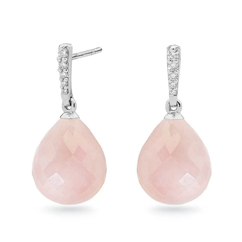 bold statement earrings for a fashion-forward look -Diamond and teardrop shape gemstone drop earrings