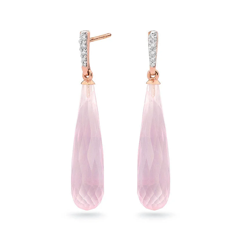 intricate beaded earrings for a creative touch -Diamond and Thin briolette shape gemstone drop earrings