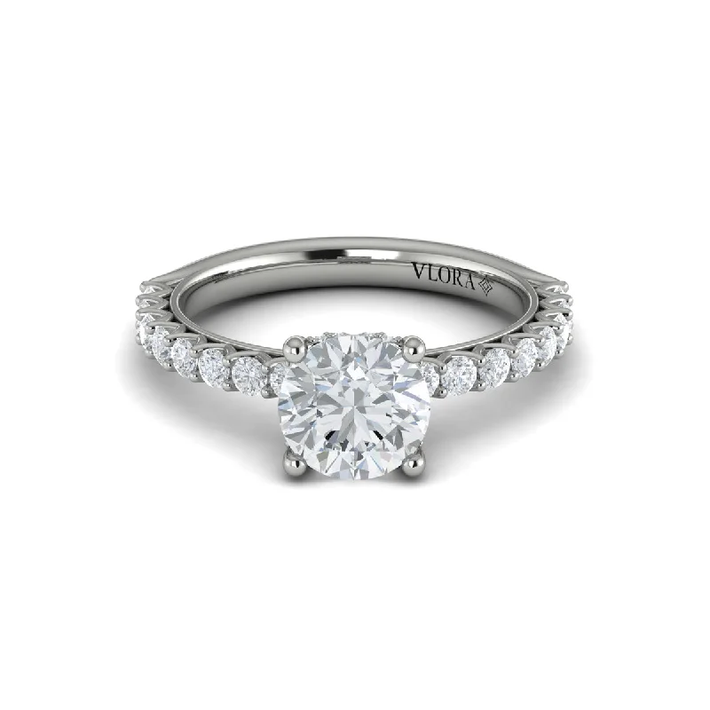 engagement rings with unique gemstones-Diamond Hidden Halo Engagement Ring in 14K White Gold