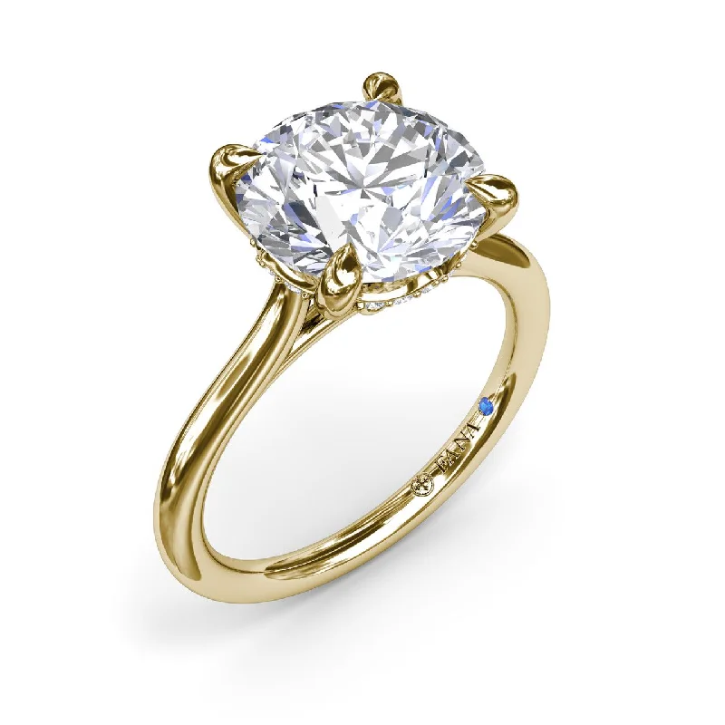 luxury engagement rings for women-Diamond Round Engagement Ring in 14K Yellow Gold