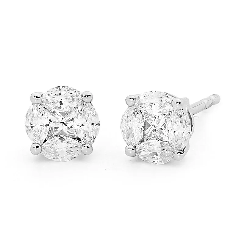 bold geometric earrings for artistic fashion -Diamond Stud Earrings Mosaic (0.80ct T.W)