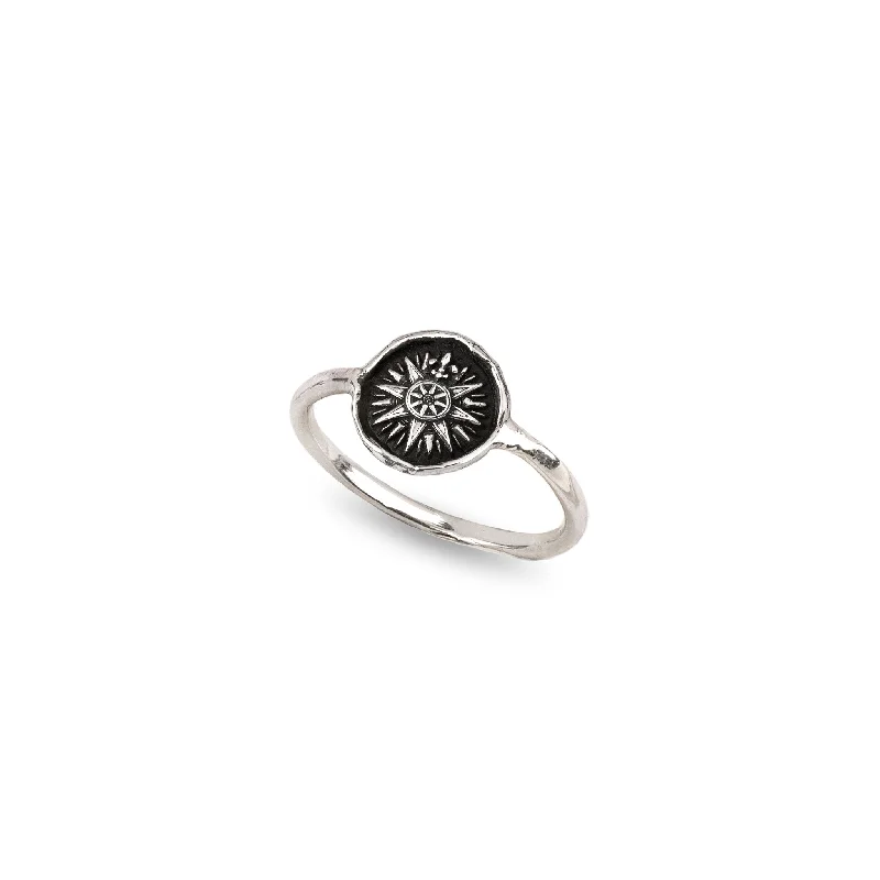 silver rings for men with engraving-Direction Mini Talisman Ring