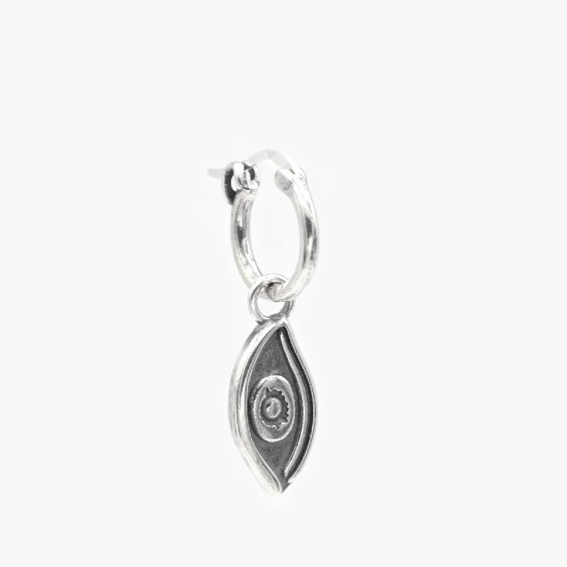 boho feather earrings for laid-back vibes -Evil Eye Sterling Silver Earring