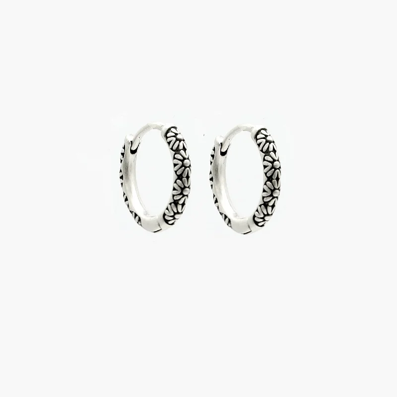 luxurious gold earrings for a refined style -Floral Sterling Silver Earring