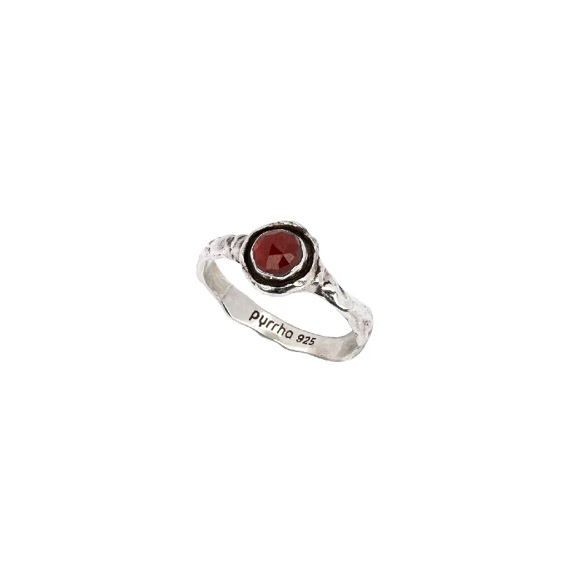 affordable custom engagement rings for couples-Garnet Small Faceted Stone Talisman Ring