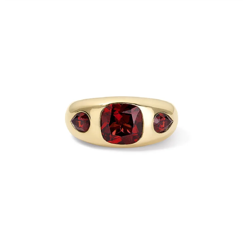 gold eternity rings for men-Garnet Trio Ring