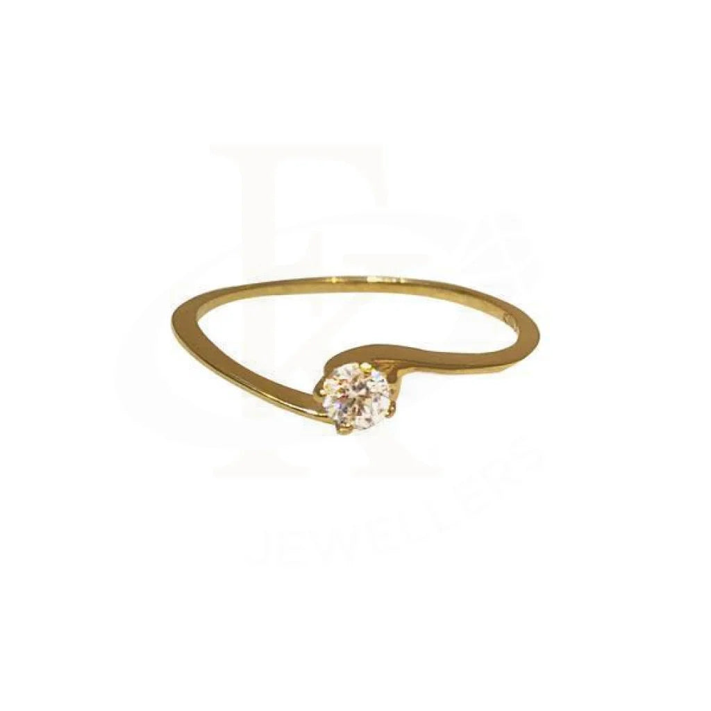 vintage wedding bands for women with gemstones-Gold Solitaire Ring 18KT - FKJRN1296