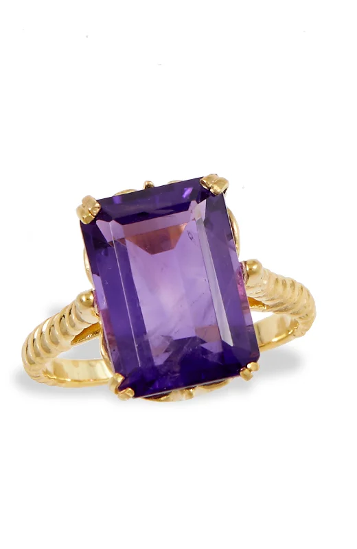 vintage rings for engagements-Gold Sterling Amethyst  7.25CT