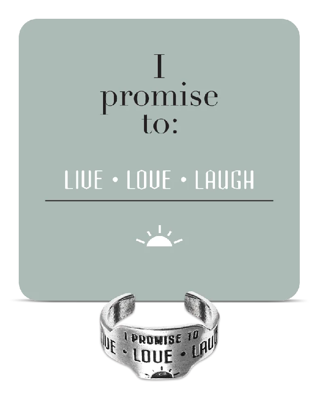 vintage wedding bands with sapphires-Live Love Laugh Promise Ring