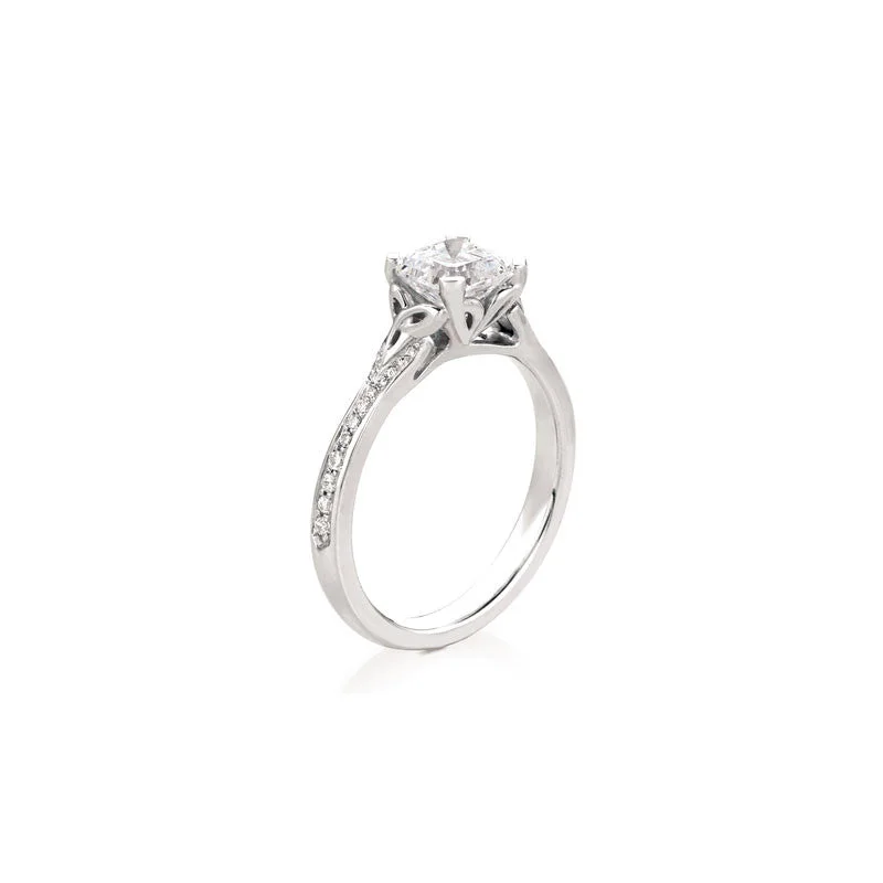 luxury silver engagement rings-Ellary Square Cut Diamond Engagement Ring