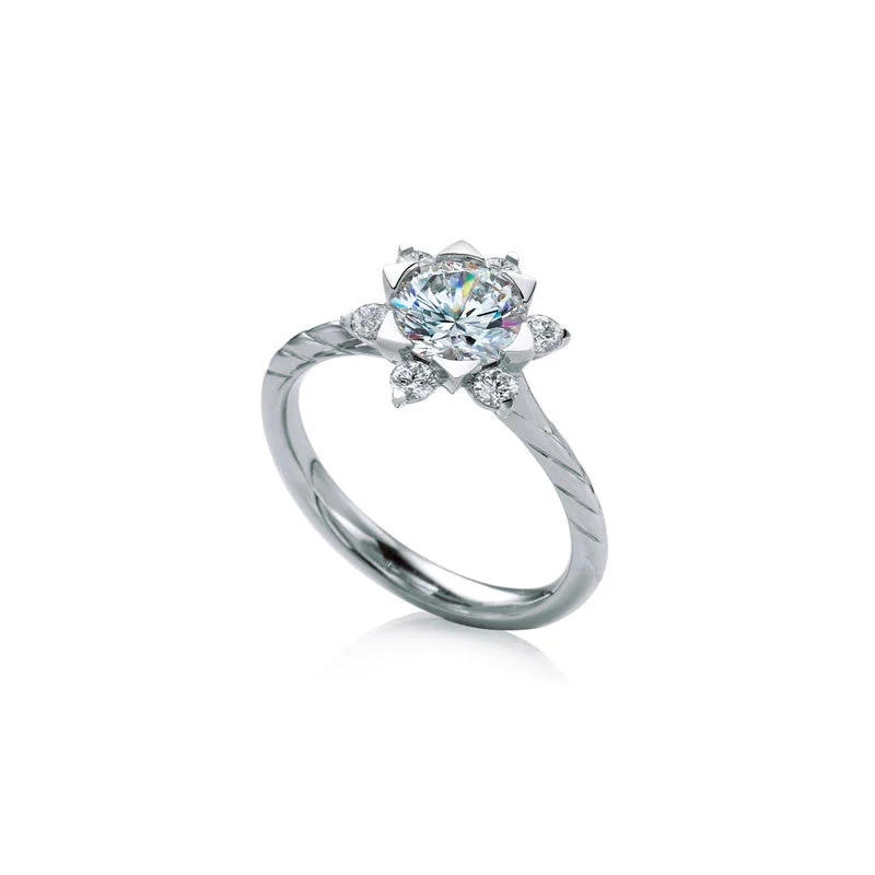 personalized engagement rings for couples-Mallow Round Brilliant Diamond Engagement Ring