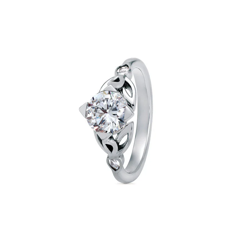 silver rings for men with sapphires-Peebles Round Brilliant Diamond Engagement Ring