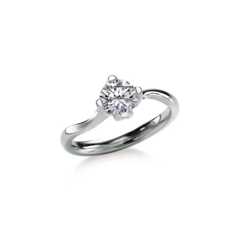 affordable wedding bands with diamonds-Rockrose  Solitaire Round Brilliant Diamond Engagement Ring