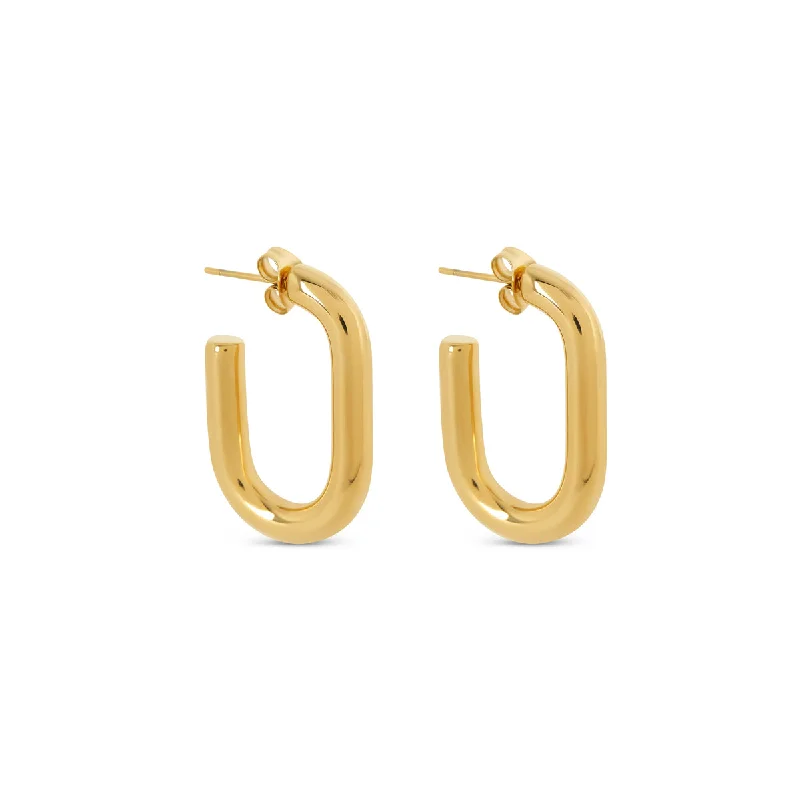 sleek silver huggie earrings for everyday wear -Piper Hoop Earrings - Gold