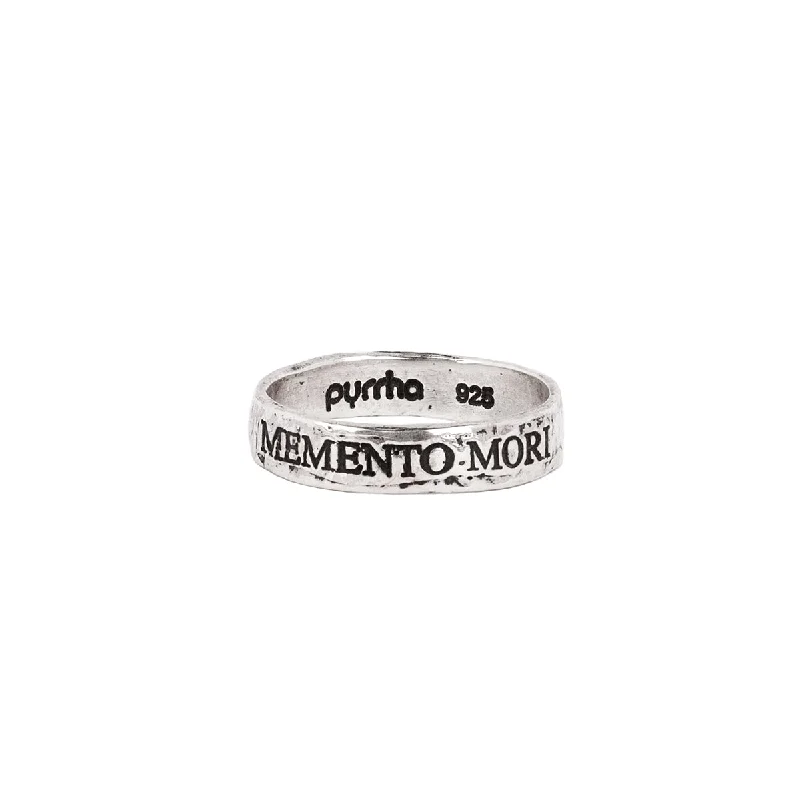 engagement rings with large rubies-Remember You Will Die Latin Motto Band Ring